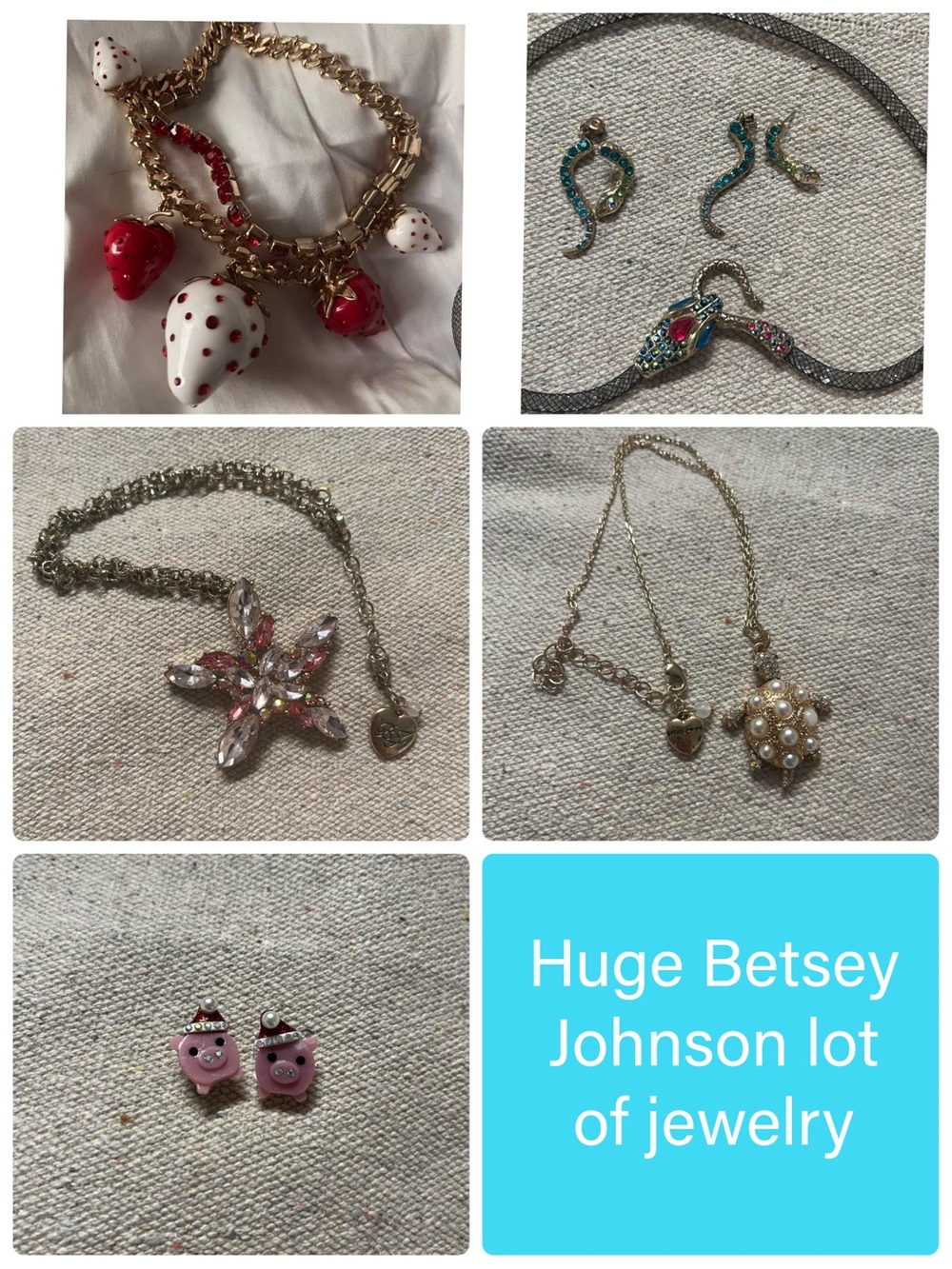 Huge Necklace Lot and Earrings by Betsey Johnson .